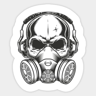 skull wearing a mask and Headphone Sticker